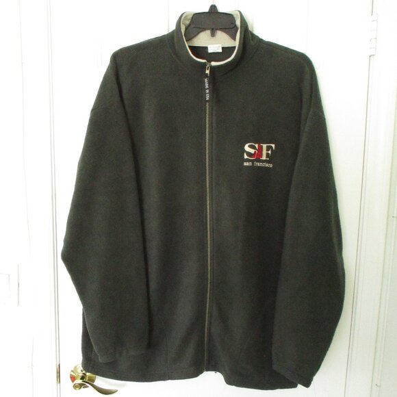 Mens Forest Green L/S Fleece Full Zip "San Francisco" Sweater - Size XL - Picture 1 of 3